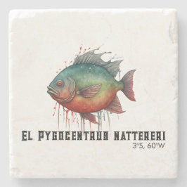 Watercolor Series: Piranha Stenen Onderzetter