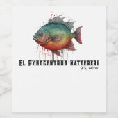 Watercolor Series: Piranha Wijn Etiket (Enkel label)