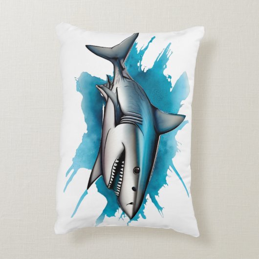 Watercolor Series: Shark Accent Kussen (Achterkant (Verticaal))