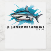 Watercolor Series: Shark Wijn Etiket (Enkel label)