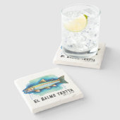 Watercolor Series: Trout/Salmon Stenen Onderzetter (Zijkant)