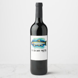 Watercolor Series: Trout/Salmon Wijn Etiket