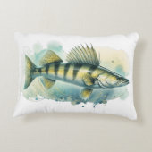 Watercolor Series: Zander/Walleye Accent Kussen (Achterkant)