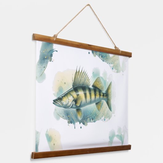 Watercolor Series: Zander/Walleye Hangend Wandkleed (Gebogen)