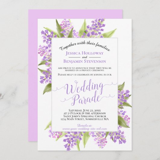 Watercolor Sering Parades/Trouwreceptie Kaart (Voorkant / Achterkant)