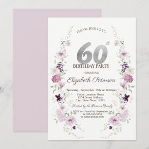 Watercolor Sering Wilde Bloemen 60ste Verjaardag Kaart