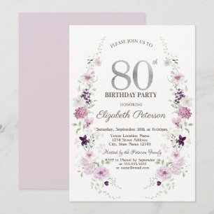 Watercolor Sering Wilde Bloemen 80ste Verjaardag Kaart