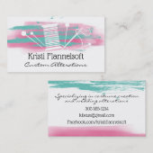 Watercolor sewing notions seamstress business card visitekaartje (Voorkant / Achterkant)