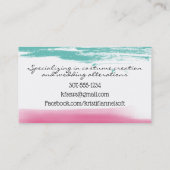 Watercolor sewing notions seamstress business card visitekaartje (Achterkant)