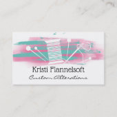 Watercolor sewing notions seamstress business card visitekaartje (Voorkant)