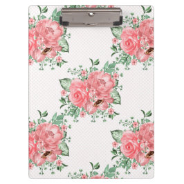 Watercolor Shabby Chic Roze Rozen en Stippen Klembord