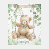 Watercolor Shades of Green Teddy Bear Fleece Deken (Voorkant)