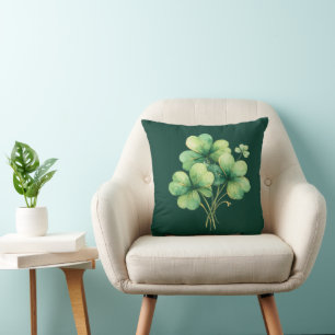 Watercolor Shamrock Boeket Worp Kussen in Bos