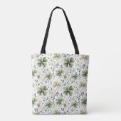 Watercolor Shamrock Floral Tote Bag | Irish Clover (Achterkant)