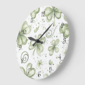 Watercolor Shamrock Wall Clock | Soft Green Irish  Grote Klok (Hoek)
