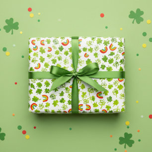 Watercolor Shamrocks & Rainbows St. Patrick's Dag Inpakpapier Vel