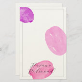 Watercolor shapes pink frame Stationery Briefpapier (Voorkant / Achterkant)