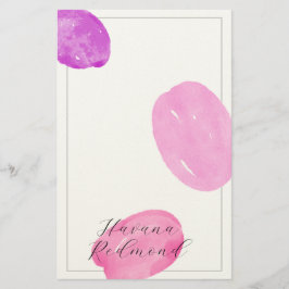 Watercolor shapes pink frame Stationery Briefpapier