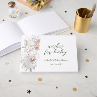 Watercolor Shells Floral Baby Show Display Shower  Gastenboek