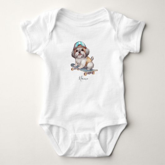 Watercolor Shih Tzu baby-body Romper (Voorkant)
