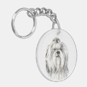 Watercolor Shih Tzu Sleutelhanger (Voorkant Links)
