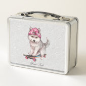 Watercolor Siberian Husky Metal Lunch Box (Achterkant)