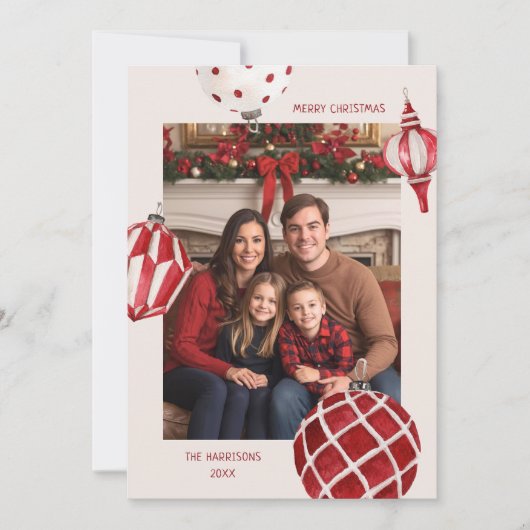 Watercolor Sieraden Foto Feestdagenkaart (Voorkant)