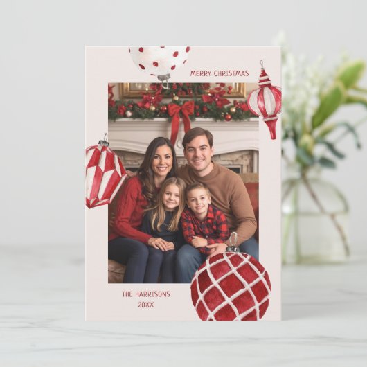 Watercolor Sieraden Foto Feestdagenkaart (Staand voorkant)