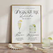 Watercolor Signature Drink Wedding Bar Sign Poster