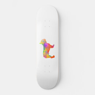 watercolor silhouet van Franse bulldog Persoonlijk Skateboard