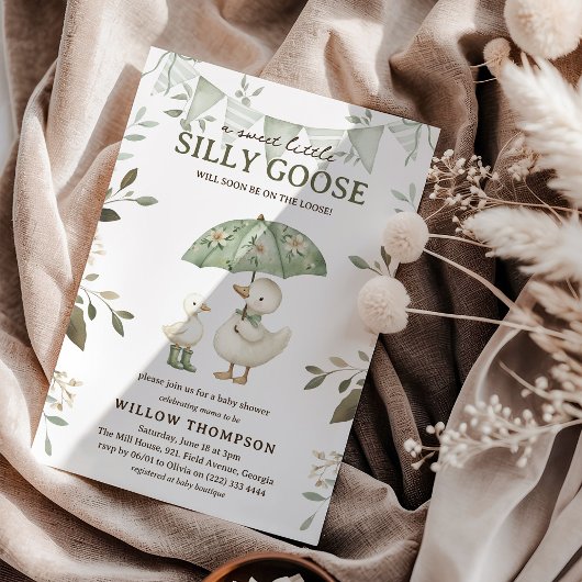 Watercolor Silly Goose Baby Shower Kaart