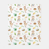 Watercolor Silly Monkeys Fleece Deken (Voorkant)