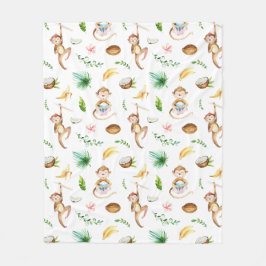 Watercolor Silly Monkeys Fleece Deken