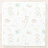 Watercolor Silly Monkeys Glazen Onderzetter (Achterkant)