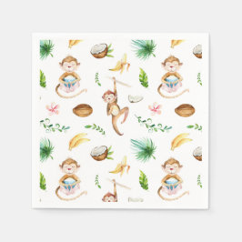 Watercolor Silly Monkeys Servet