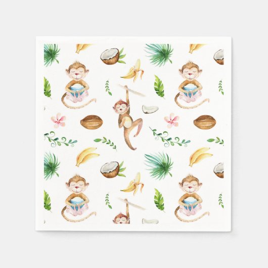 Watercolor Silly Monkeys Servet (Voorkant)