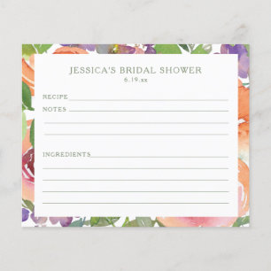 Watercolor Sinaal Bloemige Bruiloft Recept Kaart