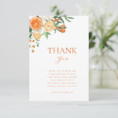 Watercolor Sinaasappel Bloemachtige Bruiloftsdankj Bedankkaart (Staand voorkant)