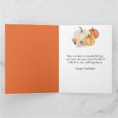 Watercolor Sinaasappel Bloemige Pompoenen Verjaard Kaart (Binnen)