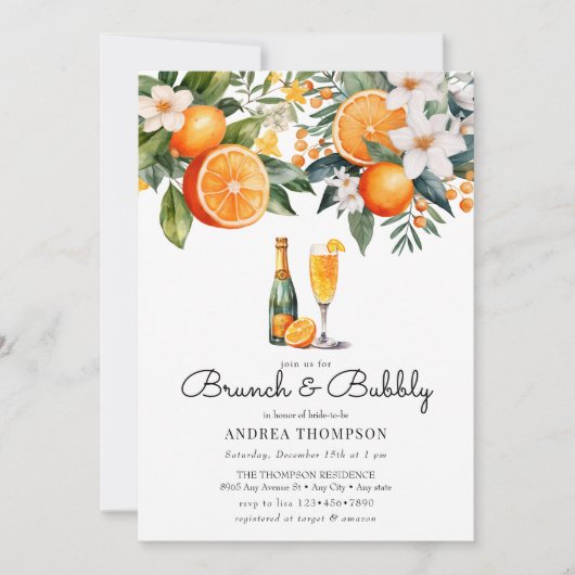 Watercolor Sinaasappels | Brunch Borrel Kaart (Voorkant)