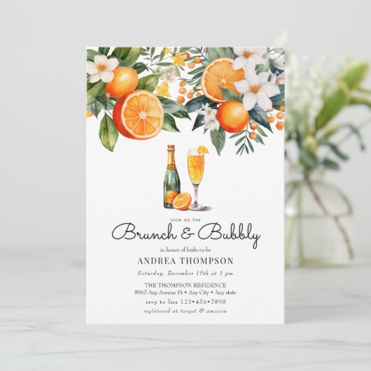 Watercolor Sinaasappels | Brunch Borrel Kaart (Staand voorkant)