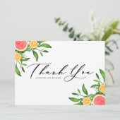 Watercolor Sinaasappels en Grapefruits Randen Bedankkaart (Staand voorkant)