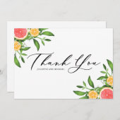 Watercolor Sinaasappels en Grapefruits Randen Bedankkaart (Voorkant / Achterkant)