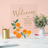 Watercolor Sinaasappels Fruit Rustieke Bruiloftsbo Acryl Bord (Huwelijk)