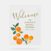 Watercolor Sinaasappels Fruit Rustieke Bruiloftsbo Acryl Bord (Voorkant)