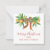 Watercolor Sinaasappels Geruit Boog Kerst Bijlage Notitiekaartje (Voorkant)