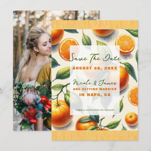 Watercolor Sinaasblad Save the Date Kaart (Voorkant / Achterkant)