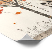 Watercolor Skelet Herfstbladeren Grappige Hallowee Poster (Hoek)