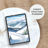 Watercolor Skiberg Feestdagen Kaart