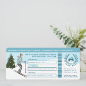 Watercolor Skier Faux Ski Trip Ticket Birthday Kaart (Staand voorkant)